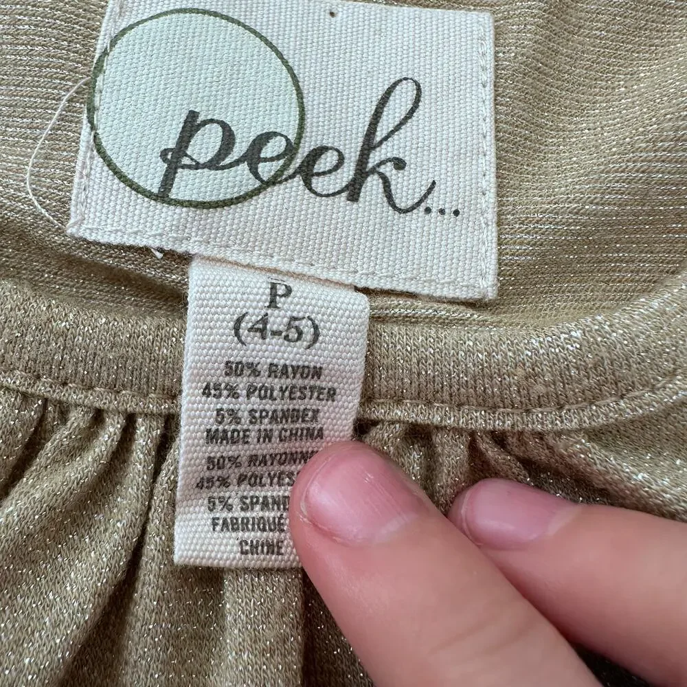 Peek short sleeve tee gold sparkle 4/5